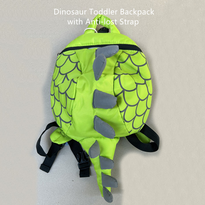 Mochila infantil dinossauro com alça anti-perda